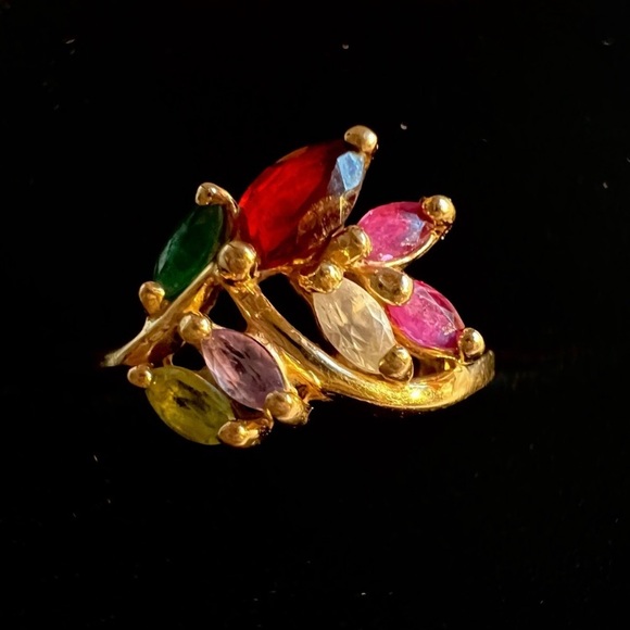 Multicolor Gemstone 10k Gold Ring - Picture 4 of 5